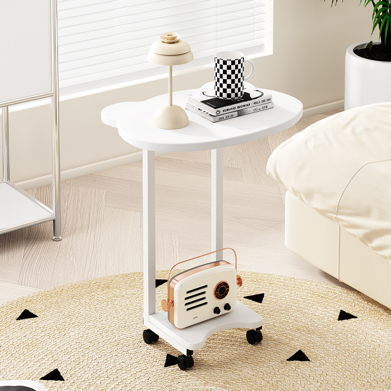 创意奶油风茶几可移动小茶桌小茶台储物柜带滚轮小桌子小推车茶几