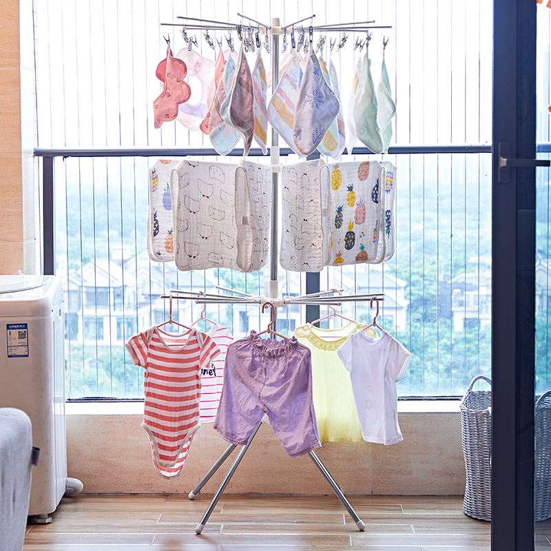 婴儿晾衣架落地阳台新生儿初生尿布儿童多夹子晒衣架子