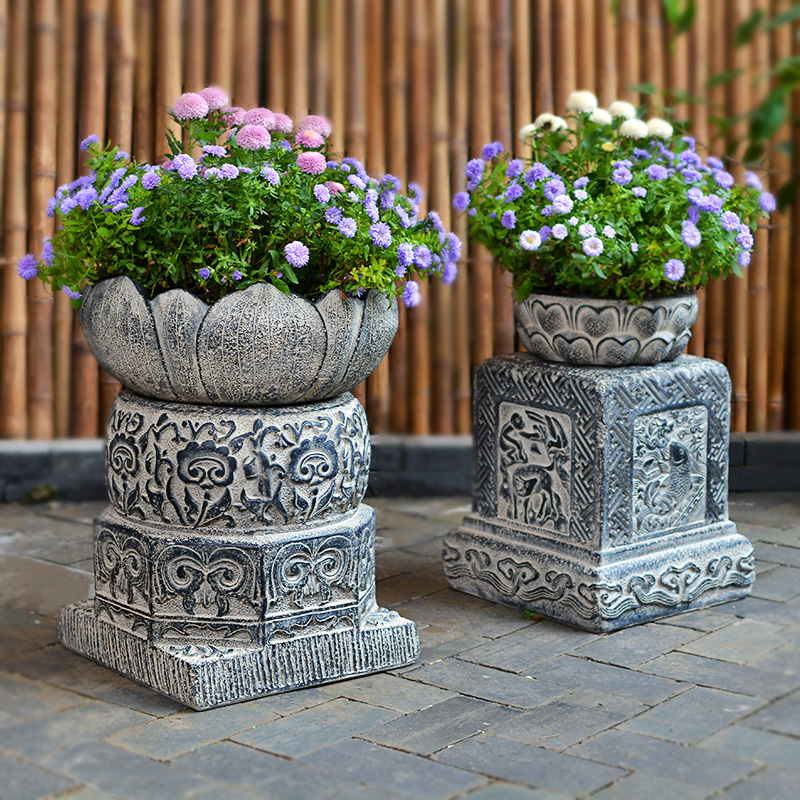 室内户外小院大门口装饰摆件中式庭院人造石鼓门墩坐墩仿石凳底座