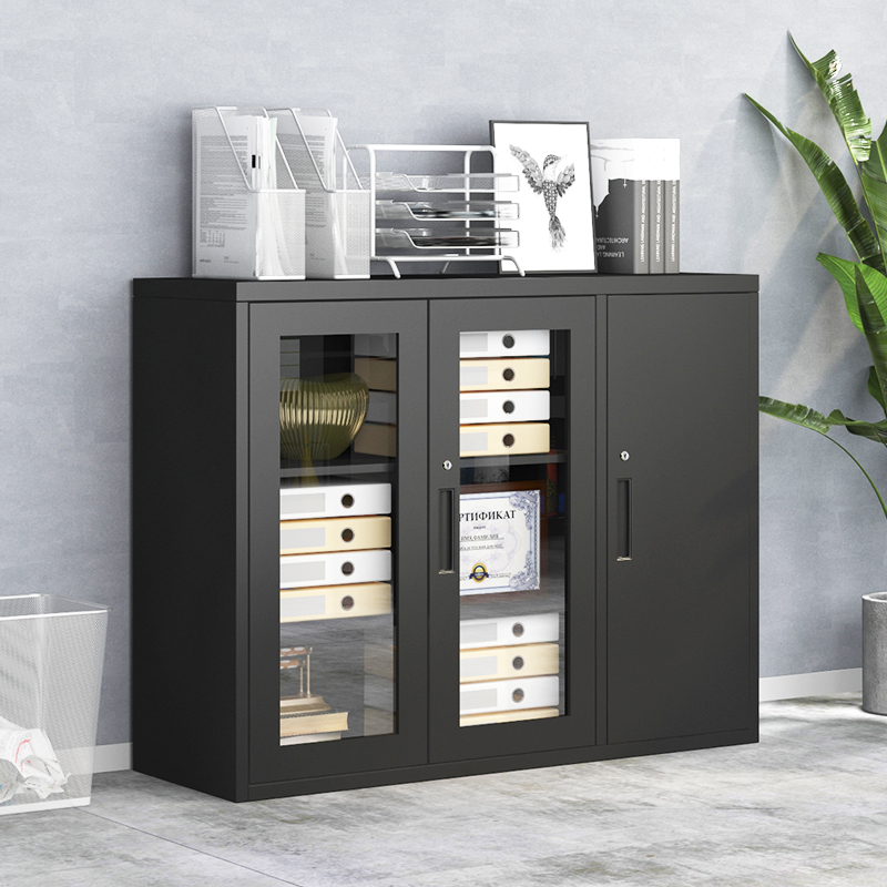 文件柜矮柜储物柜资料档案柜加宽移门铁皮抽屉柜子带锁