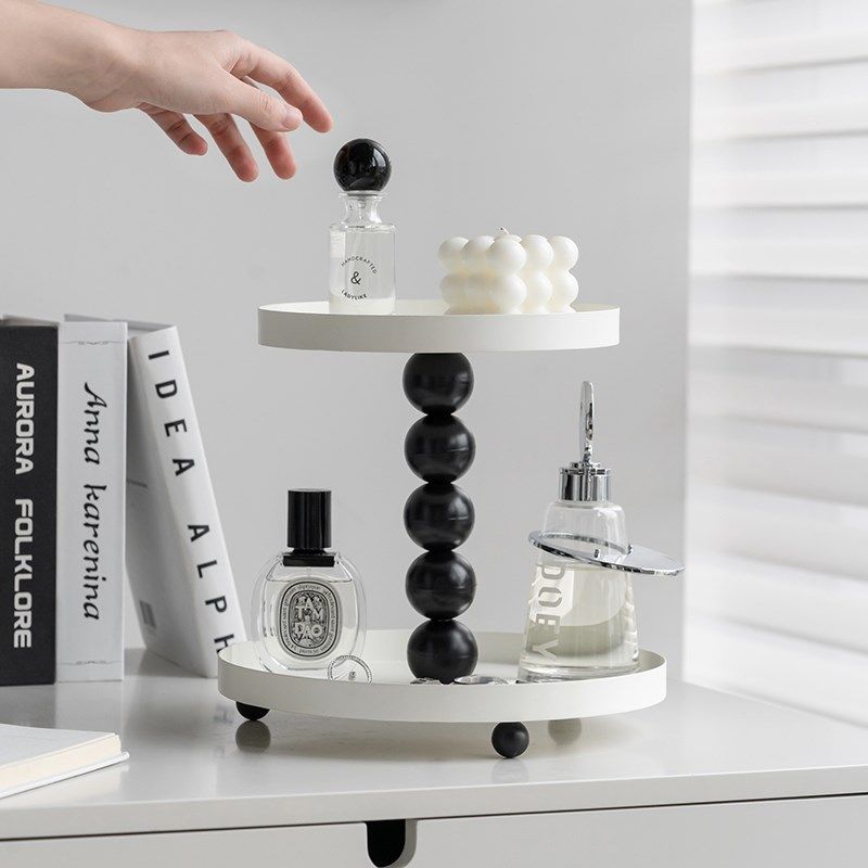 方寸铁艺双层圆形置物托盘黑白香薰装饰盘饰品收纳盘桌面,家居饰品,香薰托盘,淘宝优惠券,粉丝福利购,淘宝优惠卷