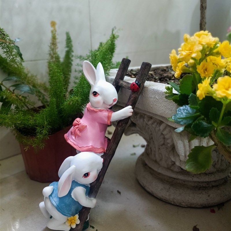 兔子爬楼梯创意摆件多肉盆架装饰动物民宿别墅庭院阳台布景幼儿园,家居饰品,户外/庭院摆件,淘宝优惠券,粉丝福利购,淘宝优惠卷