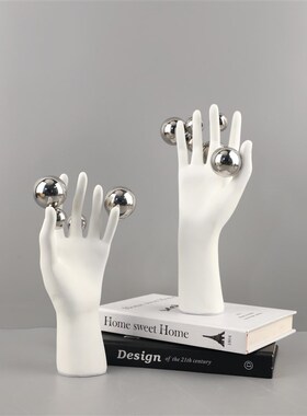 创意抽象树脂白色手摆雕塑掌件玄柜书房酒店电视关家居装饰品