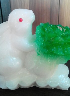 礼菜现中式日玉兔送福动物送白生物节兔礼品树脂兔子摆件