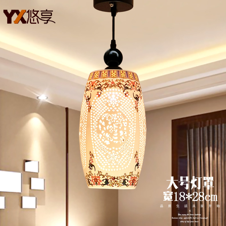 大号中式陶瓷阳台过道灯吊灯现走廊仿古简约单头玄关楼道门厅灯,家装灯饰光源,客厅吊灯,淘宝优惠券,粉丝福利购,淘宝优惠卷
