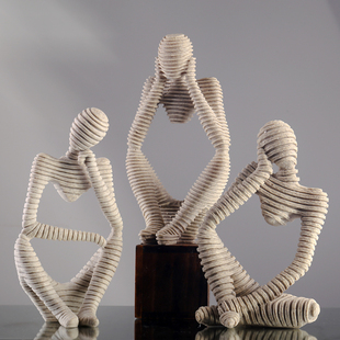 创意抽象人物思考者摆件书房客厅电视柜轻奢软装装饰品