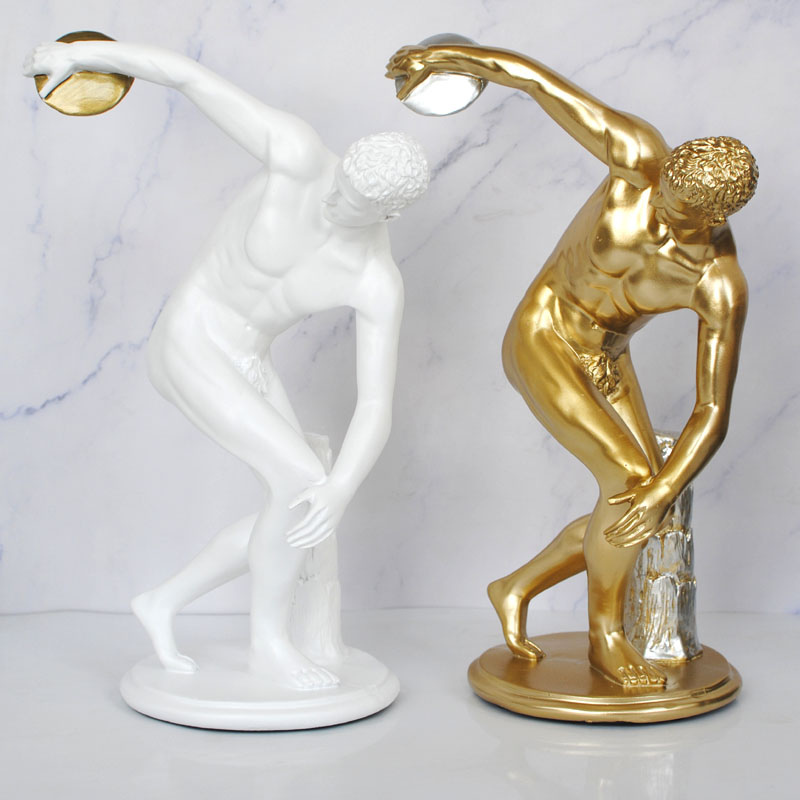 人物雕塑掷铁饼者男体育员雕像书房书桌家居装饰品摆件