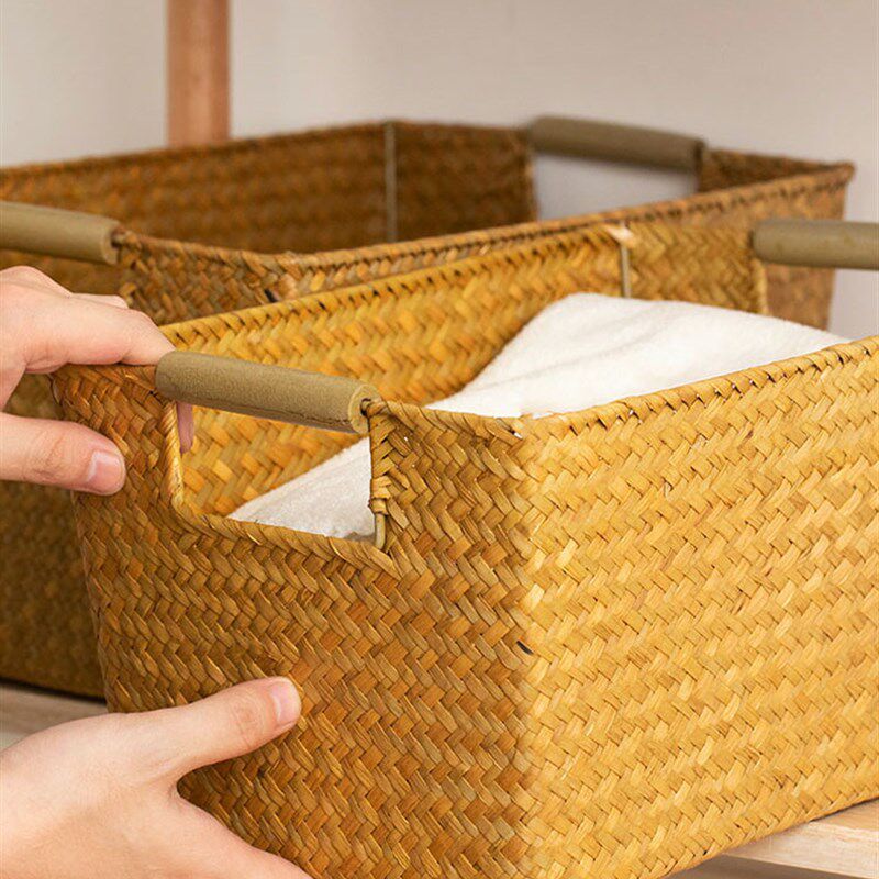 编织收纳筐盒藤编衣物储物盒零食杂物整理箱置物篮子,收纳整理,其他收纳篮,淘宝优惠券,粉丝福利购,淘宝优惠卷
