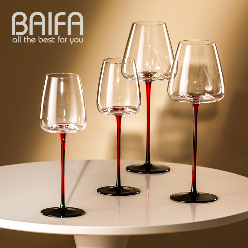 黑领结红酒杯轻奢风欧式家用高脚波尔多高脚杯网红葡萄酒杯