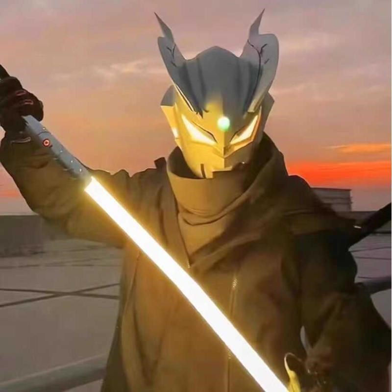 奥特特s全脸可穿戴面具头镖可拆头套带发光儿童男