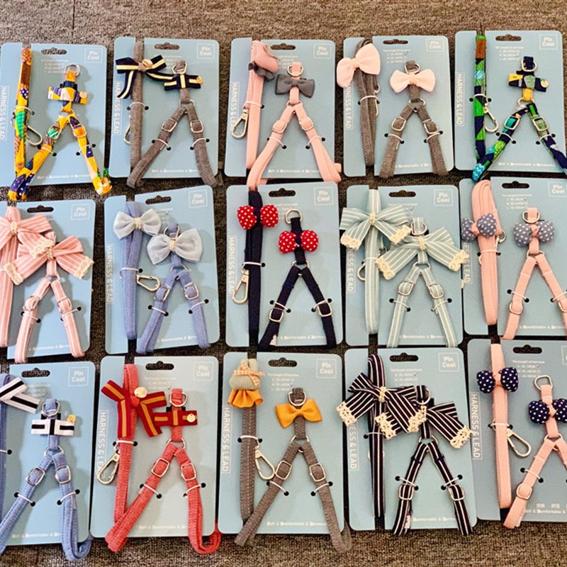 可爱手工猫咪牵引绳狗狗胸背带小型犬牵泰迪博美贵宾外出狗绳