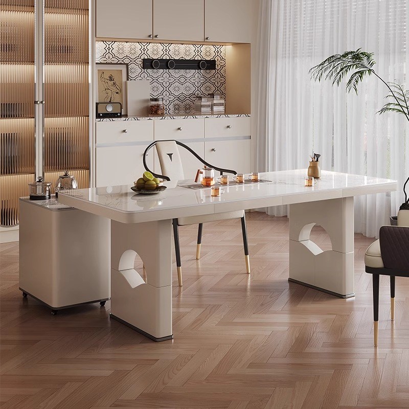 轻奢现家用岩板茶桌客厅现简约阳台泡茶桌椅组合奶油风泡茶桌