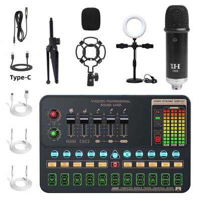 英文V10XPRO声卡直播唱歌专用全套装直播声卡麦克风话筒设备