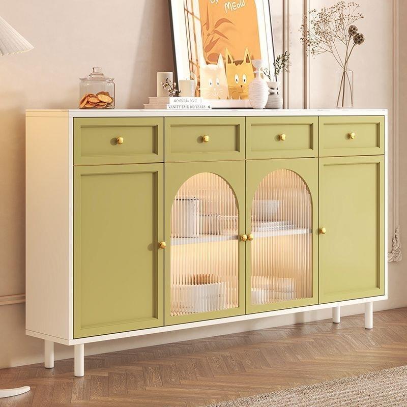 奶油风岩板餐边柜法式厨房客厅收纳柜茶水柜玄关柜卧室置物柜