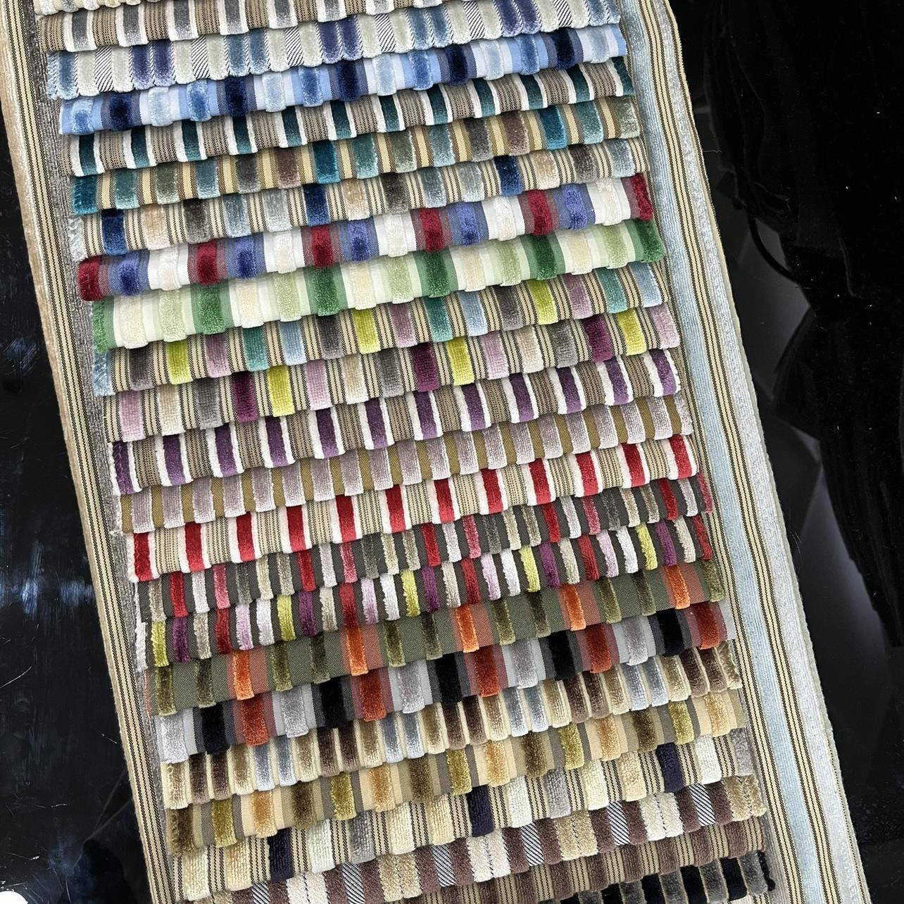 门幅140cm割绒彩色条纹咖色深咖色绿色条子设计选款样板房沙发布