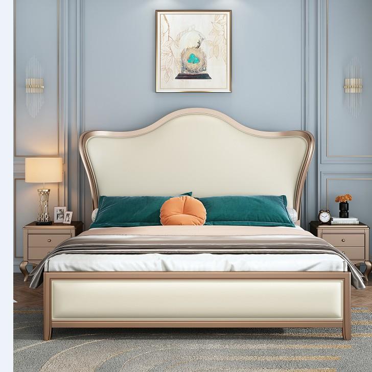 美式实木床轻奢床现代简约卧室储物网红双人床主卧元宝公主床婚床