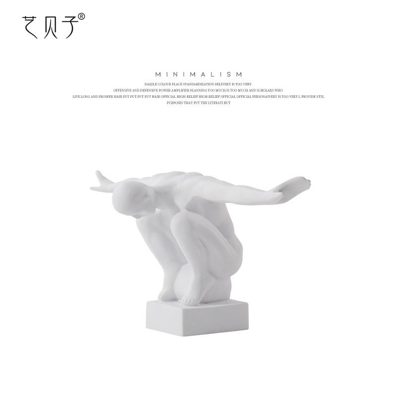 现代人物雕塑摆件简约家居装饰品创意服装店橱窗黑白设计师艺术品