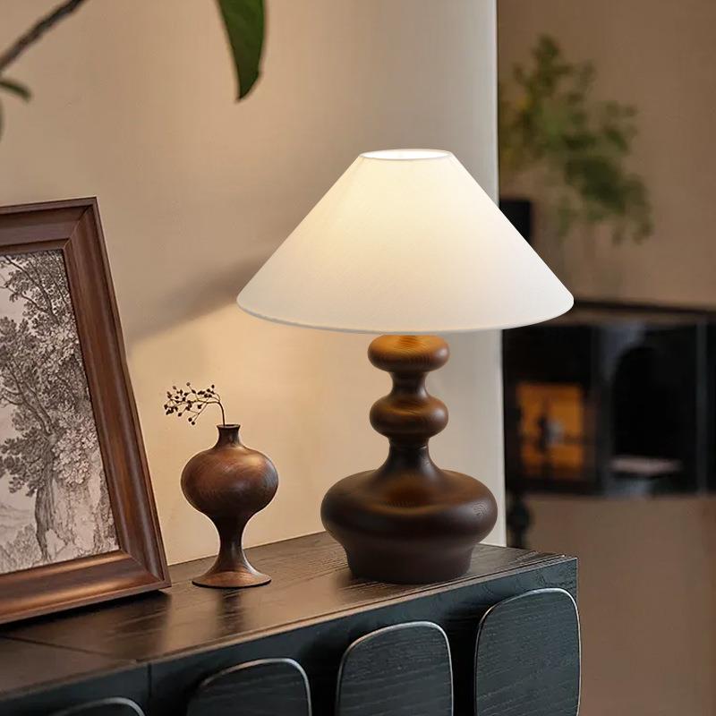 中古法式复古南洋台灯卧室床头客厅新中式美式葫芦实木高级感灯具