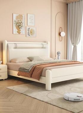 法式奶油风白色1.8m实木床简约现代主卧1.5m双人床小户型储物婚床