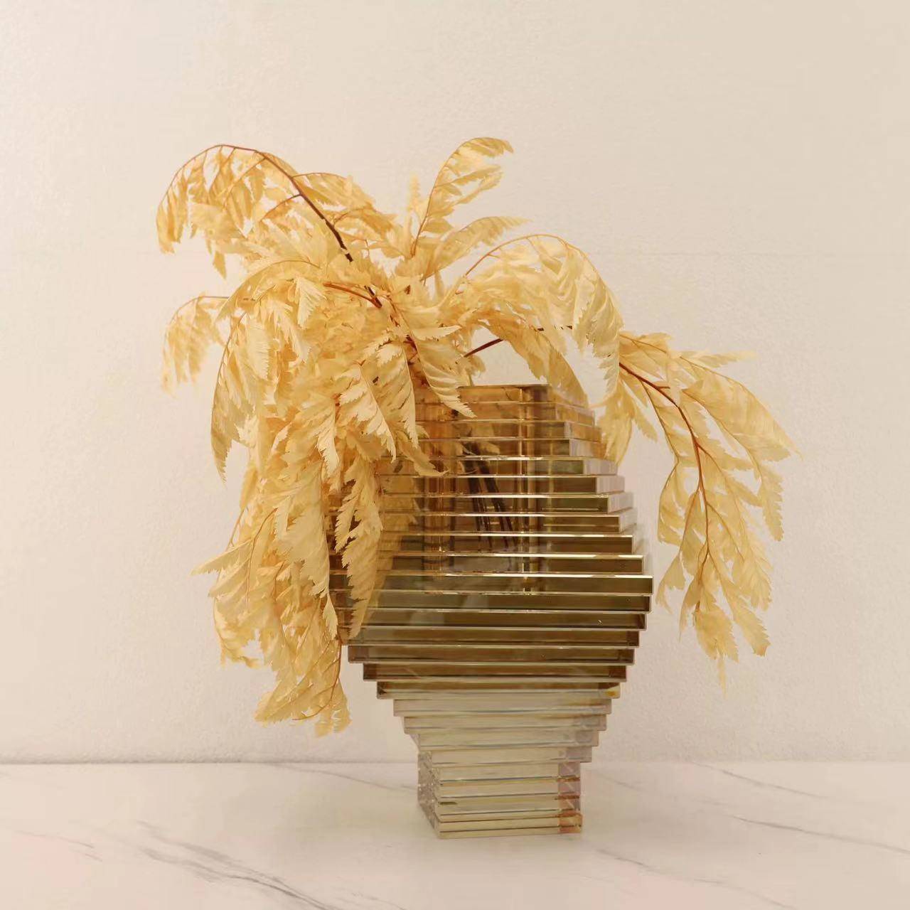 创意金字塔螺旋现代简约花瓶水晶工艺品玄关客厅装饰摆件