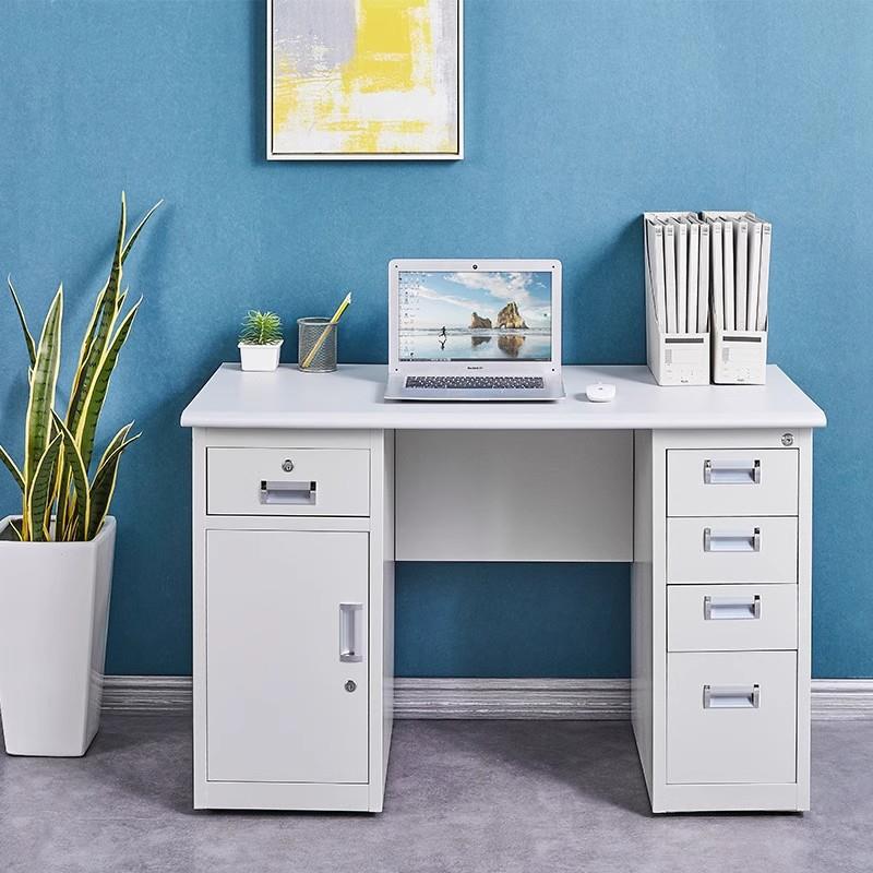 钢制办公桌简约现代办公桌写字台台式电脑卓带锁带抽屉家用办公桌