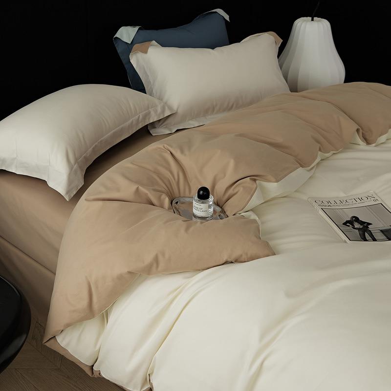 高档100s长绒棉超柔加厚全棉磨毛四件套秋冬裸睡床单被套床上用品