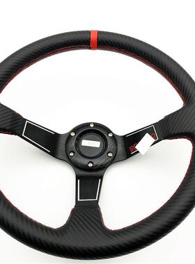 直销汽车改装方向盘通用方向盘黑色凹支架赛车方向盘