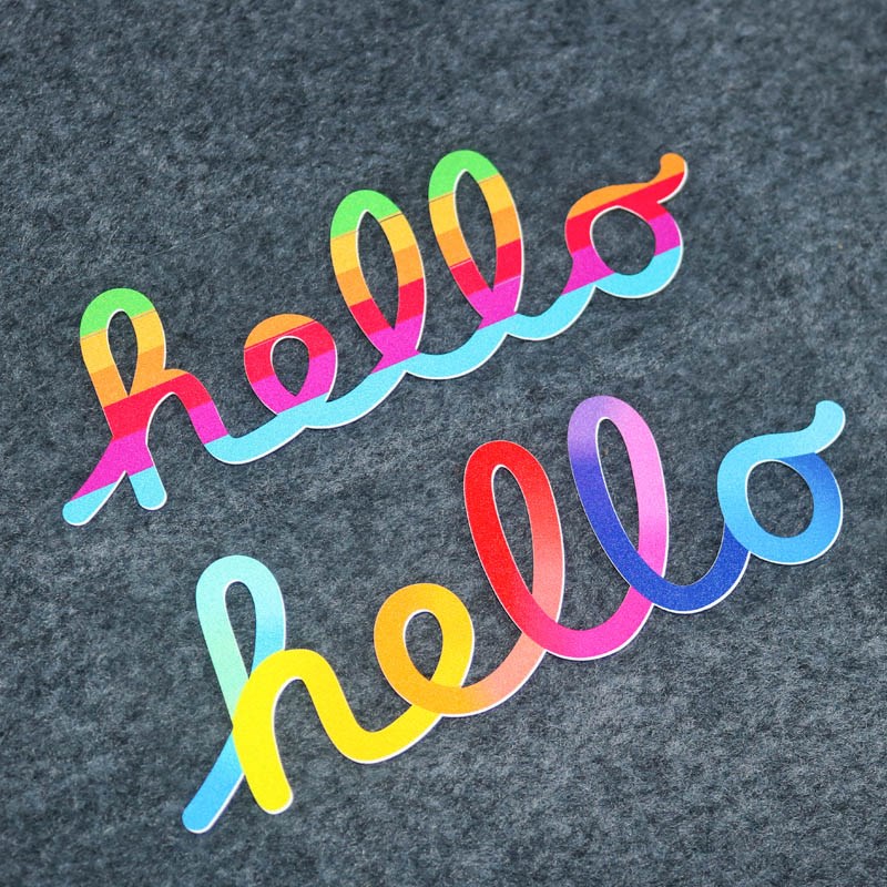 HEO英文艺术字汽车电动摩托车贴你好七彩糖果色车窗贴纸