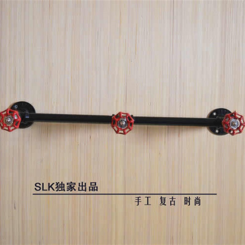 复古铁艺水管衣帽架挂杆店货架上墙侧挂衣架壁挂展示架