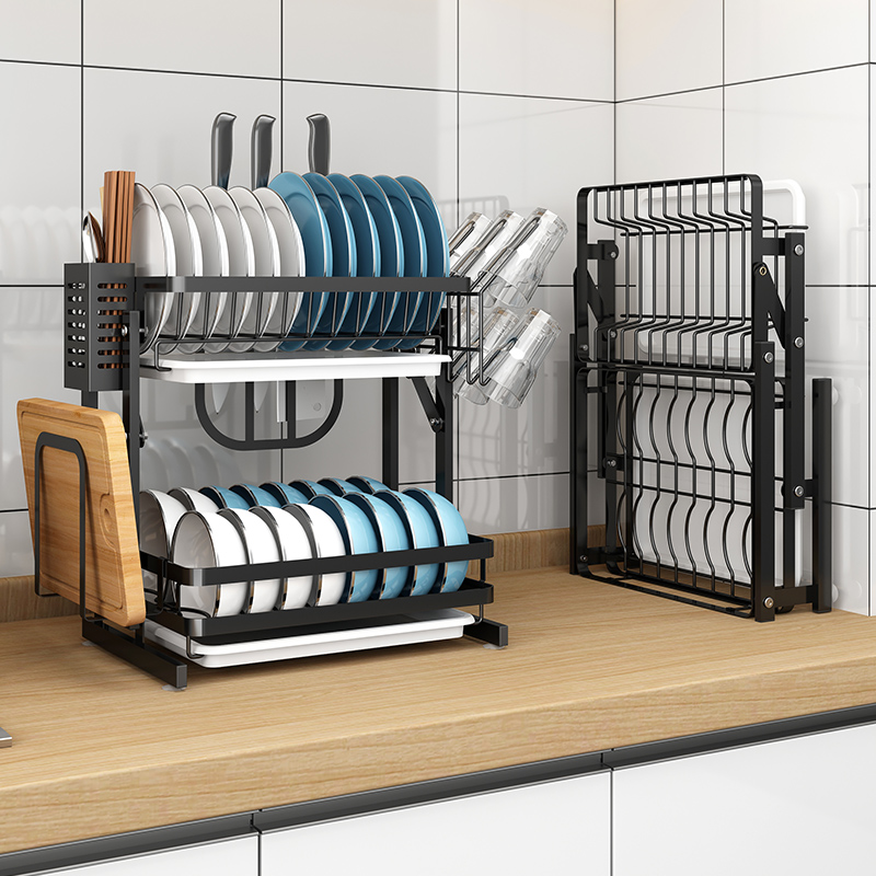 碗架厨房免安装折叠沥水架筷子笼晾放碗碟壁挂收纳架