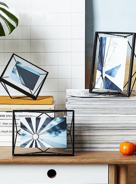 ubra简约立体玻璃相框欧式创意金属相架摆台6寸7寸寸照片挂墙