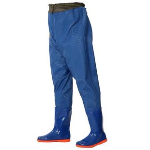 齐腰雨裤下水裤插秧裤加厚连体水裤半身平底防水裤钓鱼裤叉裤