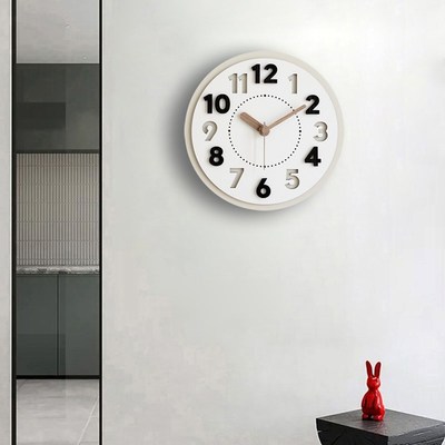 静音奶油风钟表挂钟客厅新款家用现简约创意挂墙时钟