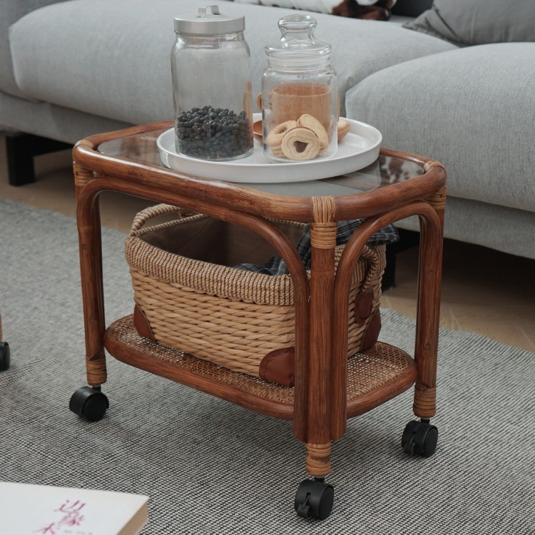 藤编阳台小桌子日式复古沙发茶几可移动卧室床头边几客厅角几,住宅家具,角几/边几,淘宝优惠券,粉丝福利购,淘宝优惠卷