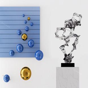 售楼处假山雕塑海浪艺术品简约现代抽象透明树脂装饰品玄关桌摆件