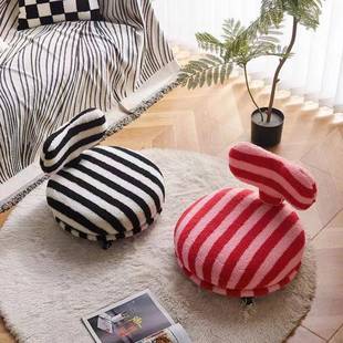 北欧奶油风懒人沙发家用加厚可移动坐墩轻奢高级感圆凳榻榻米板凳