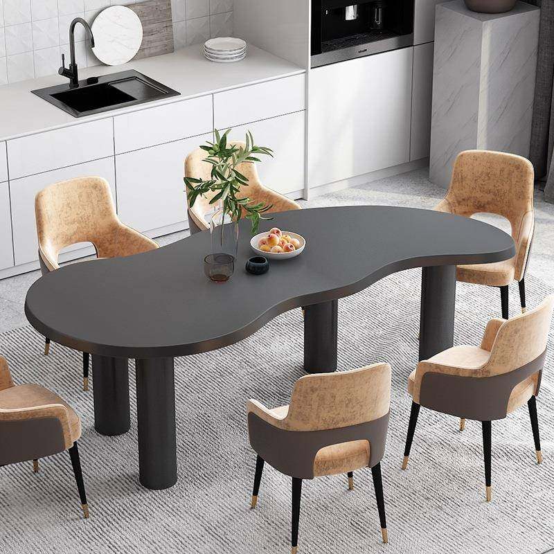 北欧实木餐桌家用小户型办公桌现代简约轻奢桌子现代简约异形饭桌