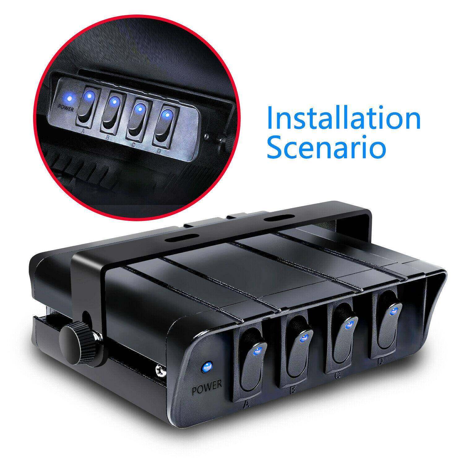 船舶汽车4位3PIN圆形开关面板控制系统配线组合带支架MQ