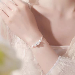 S990纯银三生三世多层圆珠手链女轻奢车花珠转运珠手串情人节礼物