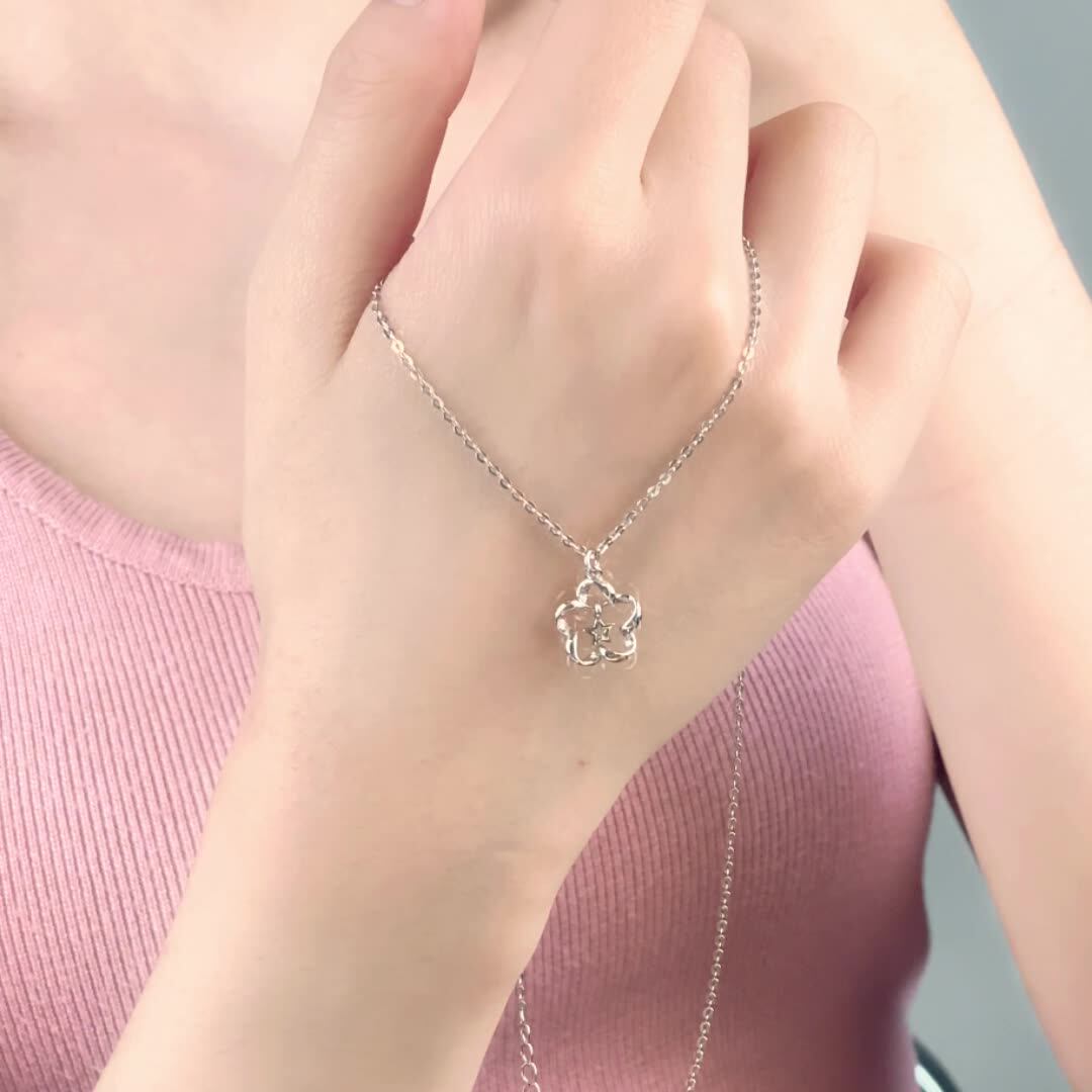 灵动幸运星项链女s999纯银简约百搭镂空星星锁骨链足银首饰