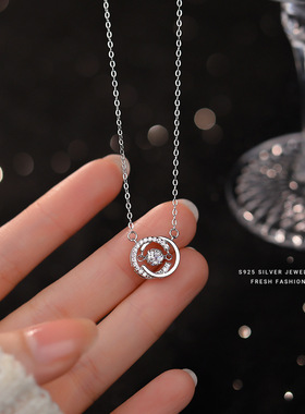 s925纯银项链女双C跳动的心时尚ins高级感设计灵动锁骨链小众百搭