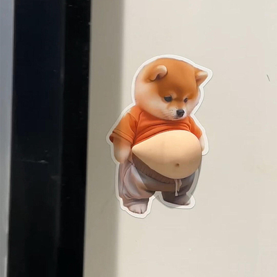 小狗人大肚皮捏捏乐可爱创意解压玩具小胖柴犬汽车防撞贴家居贴纸