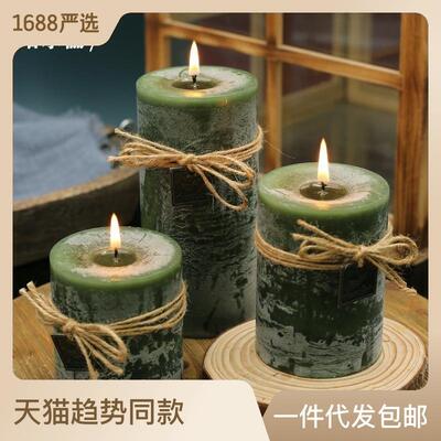 香薰蜡烛无烟香味蜡烛熏香氛家居蜡烛装饰房间布置香绿色精油蜡烛