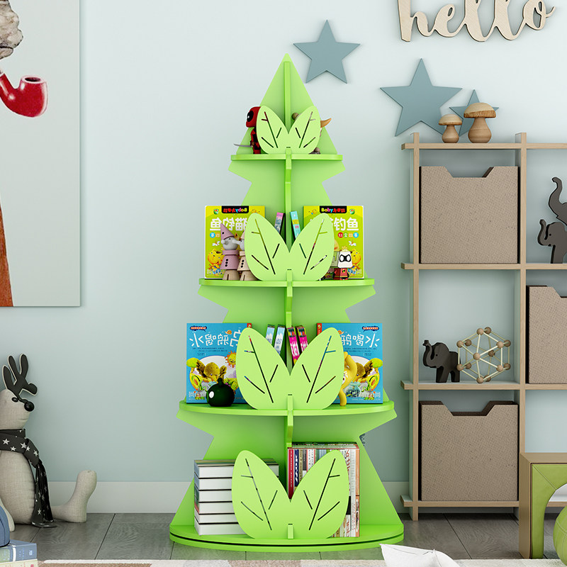 树形旋转书架简约展示架公司创意摆件客厅落地学生收纳架