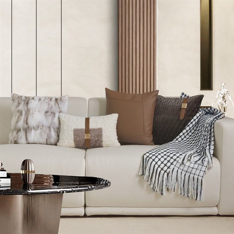 现简约轻奢风抱枕沙发客厅样板房棕咖靠枕床上靠垫套超软,居家布艺,靠垫/抱枕,淘宝优惠券,粉丝福利购,淘宝优惠卷