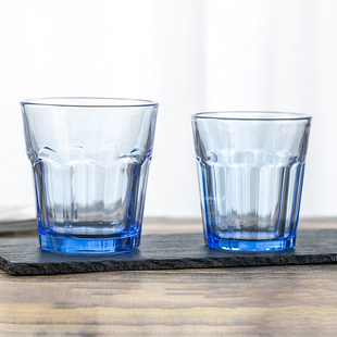 彩色玻璃杯同款九角杯蓝色餐厅果汁咖啡