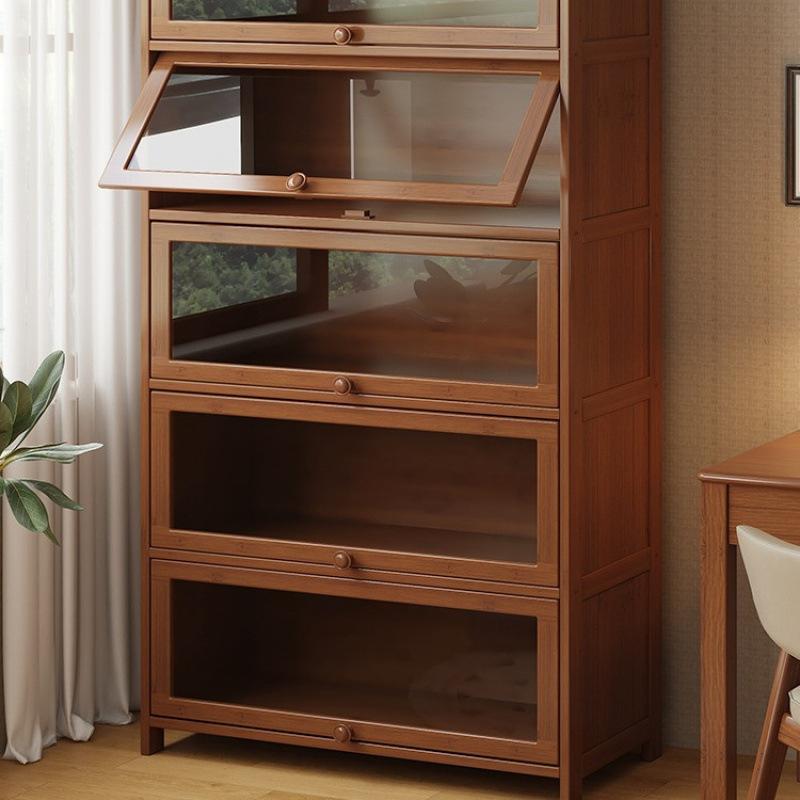 书架置物架落地书柜储物柜一体靠墙收纳家用多层带门防尘展示柜子