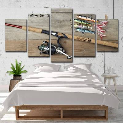 【折扣价】跨境跨境Aliexpress5块帆布艺术鱼钩绘画墙图片客厅家