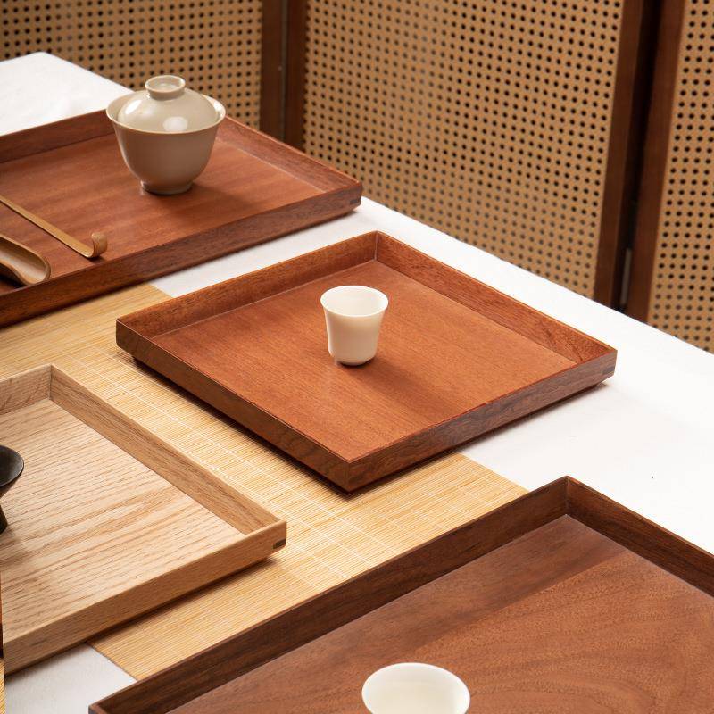 【折扣价】黑胡桃木托盘日式实木长方形茶盘家用木质点心盘客厅咖