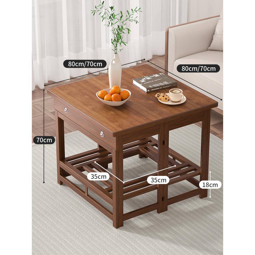 【折扣价】cs烤火桌子家用新款正方形取暖桌简易可折叠实木楠竹烤